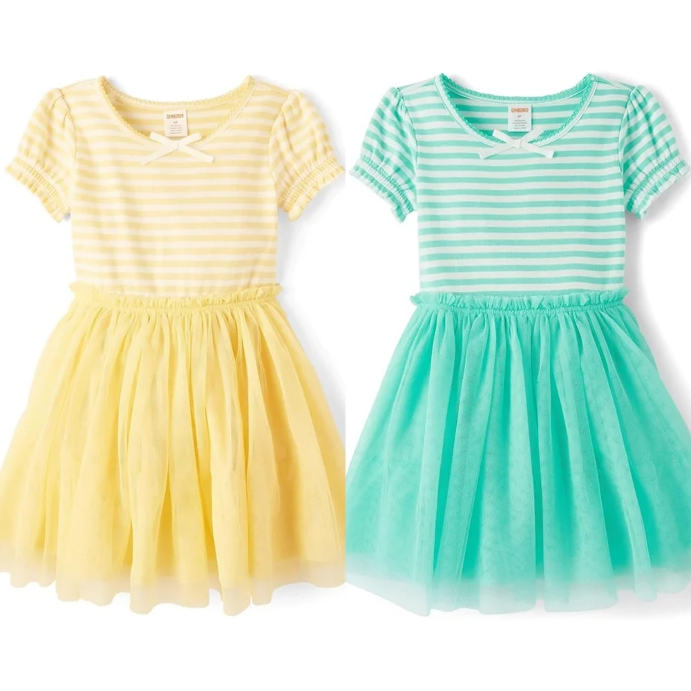 Gymboree Girls Striped Tulle Bow Set of Two Dresses Size 12 NEW with Tags